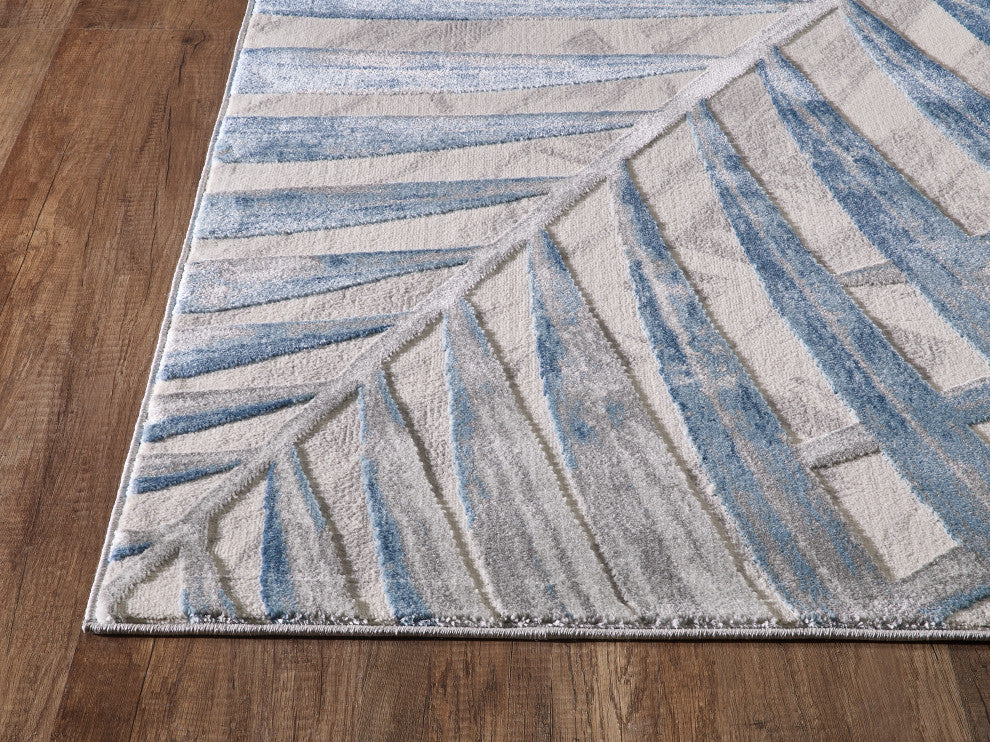 Abani Nova NOV110A Blue and Grey Floral Palm Area Rug