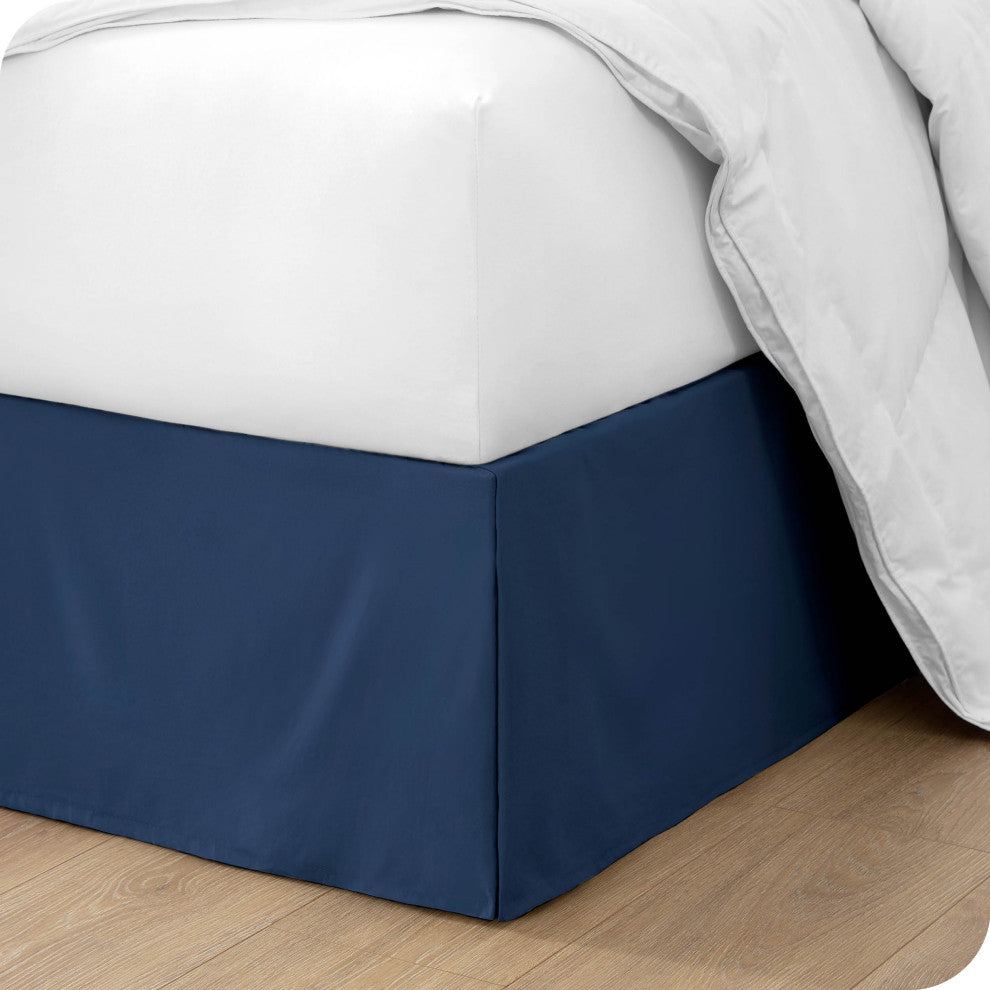 Bare Home Microfiber Bed Skirt , 15" Drop Length, Dark Blue, King