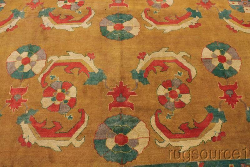 Heriz Geometric Handmade Persian Design Oriental Area Rug, Yellow, 17'9"x12'11"