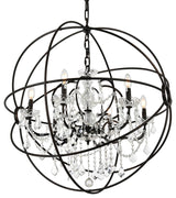 Elegant Lighting 1130D32/RC Geneva 6 Light 32"W Crystal - Dark Bronze