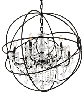 Elegant Lighting 1130D32/RC Geneva 6 Light 32"W Crystal - Dark Bronze