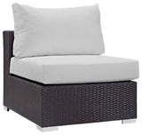 Convene Outdoor Wicker Rattan Armless Sofa, Espresso White