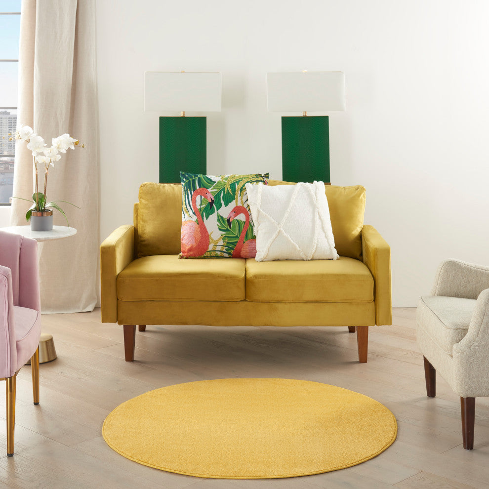 Nourison Essentials 4' x Round Yellow Outdoor Area Rug