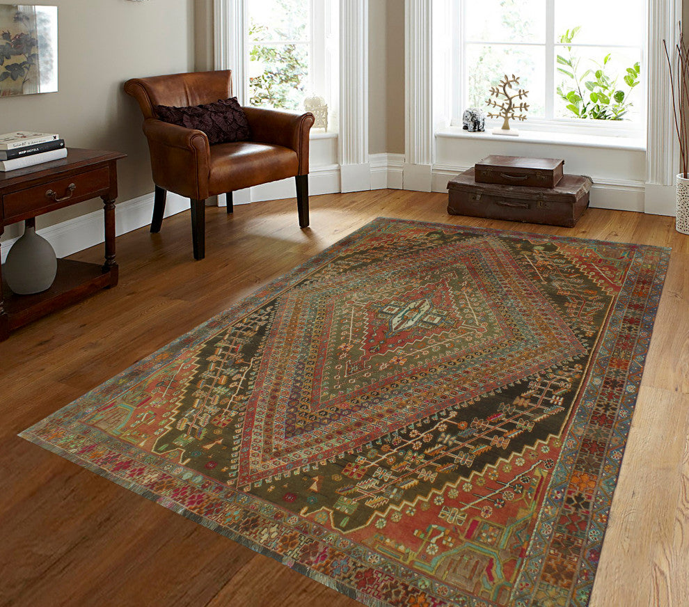 Semi-Antique Catalan Green Rug