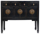 Chinese Console Lacquer Lady Chest, Black With Gold Highlight