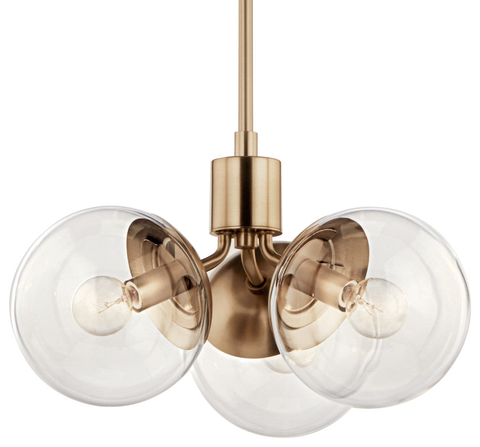 Silvarious 16.5" 3 Light Convertible Pendant, Champagne Bronze, Clear Glass