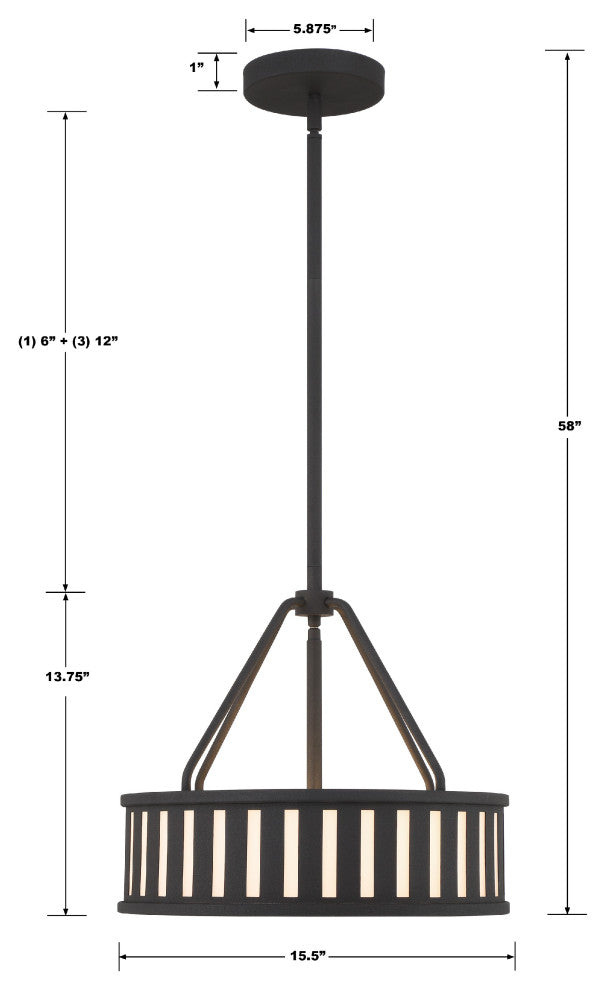 Kendal 3-Light Black Forged Pendant