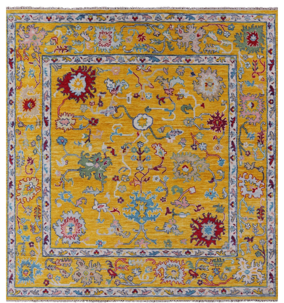 9' Square Turkish Oushak Handmade Wool Rug - Q13275