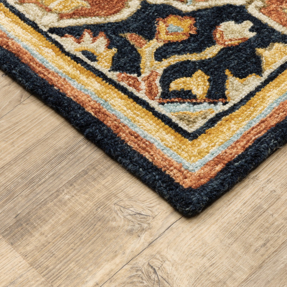 Asher Bohemian Dreams Navy and Rust Area Rug, 5'x8'