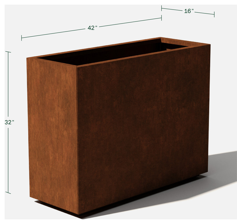 Metallic Series Corten Steel Span Planter, Large