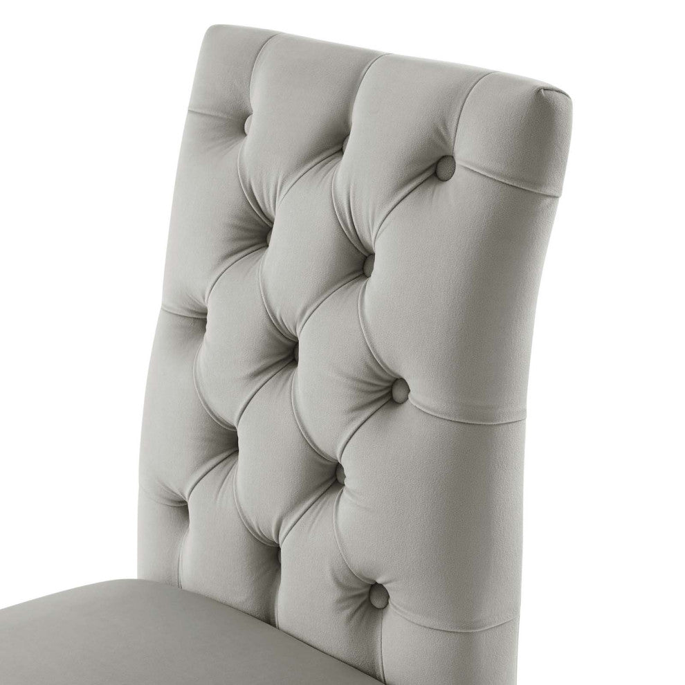 Side Dining Chair, Set of 2, Gray, Velvet, Modern, Cafe Bistro Hospitality