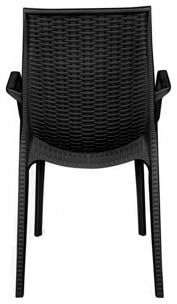 Kent Modern Stackable Outdoor Dining Arm Chair Set of 4, Black
