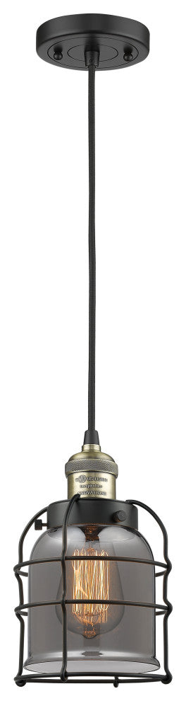 Innovations 201C-BAB-G53-CE-LED Cage 1 Light Mini Pendant, Black Antique Brass
