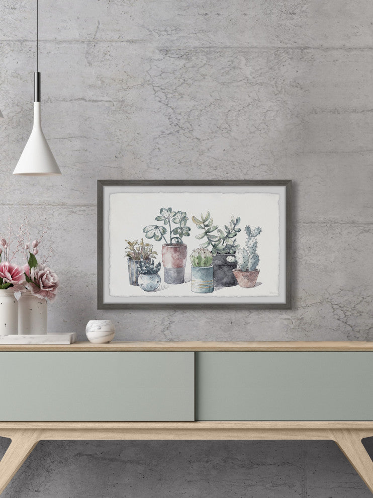 "Succulent, Display Planters" Framed Painting Print