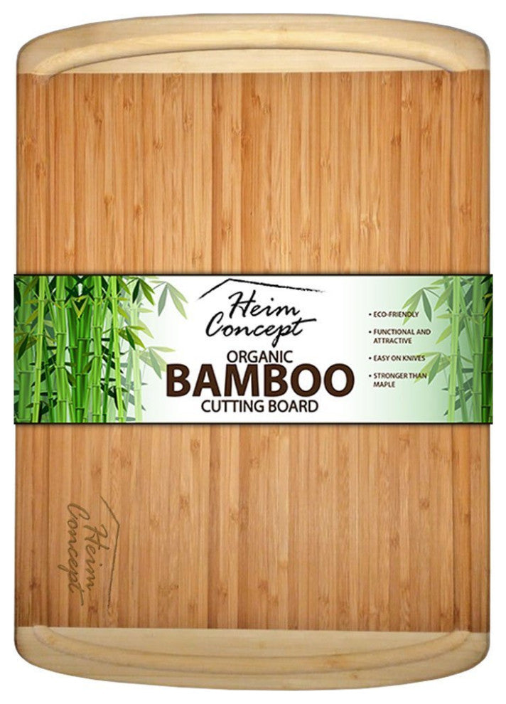 Heim Concept Organic Bamboo Large Cutting Board With End Groove