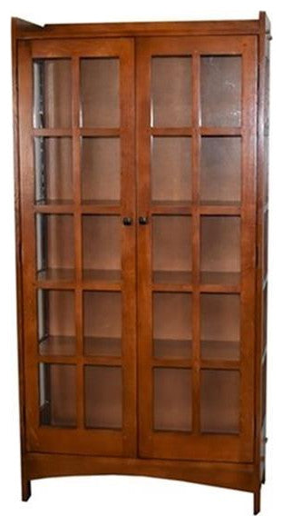 Crafters and Weavers Arts and Crafts 39" Solid Wood China Cabinet in Cherry
