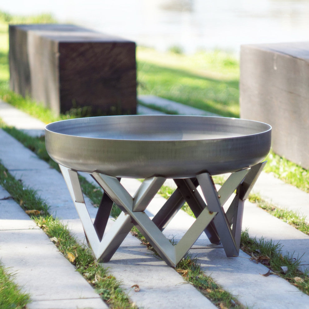 Modern Vingis Fire Combination Rusting and Stainless Steel, 24.8"