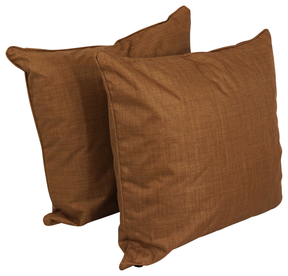 25" Double-Corded Polyester Square Floor Pillows With Inserts, Set of 2, Mocha