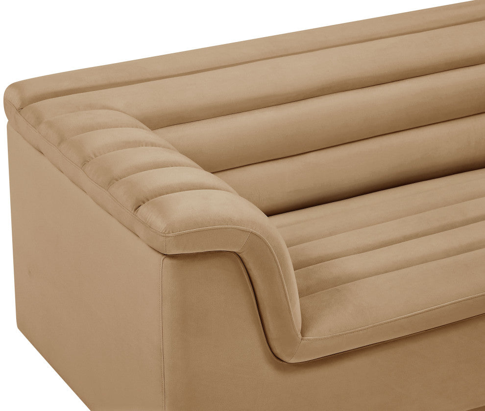 Cascade Upholstered Set, Camel, Velvet, Sofa