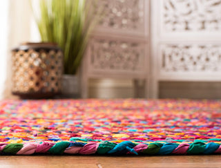Safavieh Braided Collection BRD210 Rug, Red/Multi, 3'x5'Oval