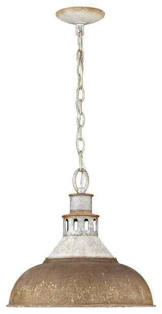 Golden Lighting 0865-L Kinsley 14"W Pendant - Aged Galvanize Steel / Antique