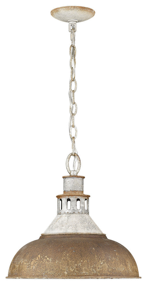 Golden Lighting 0865-L Kinsley 14"W Pendant - Aged Galvanize Steel / Antique