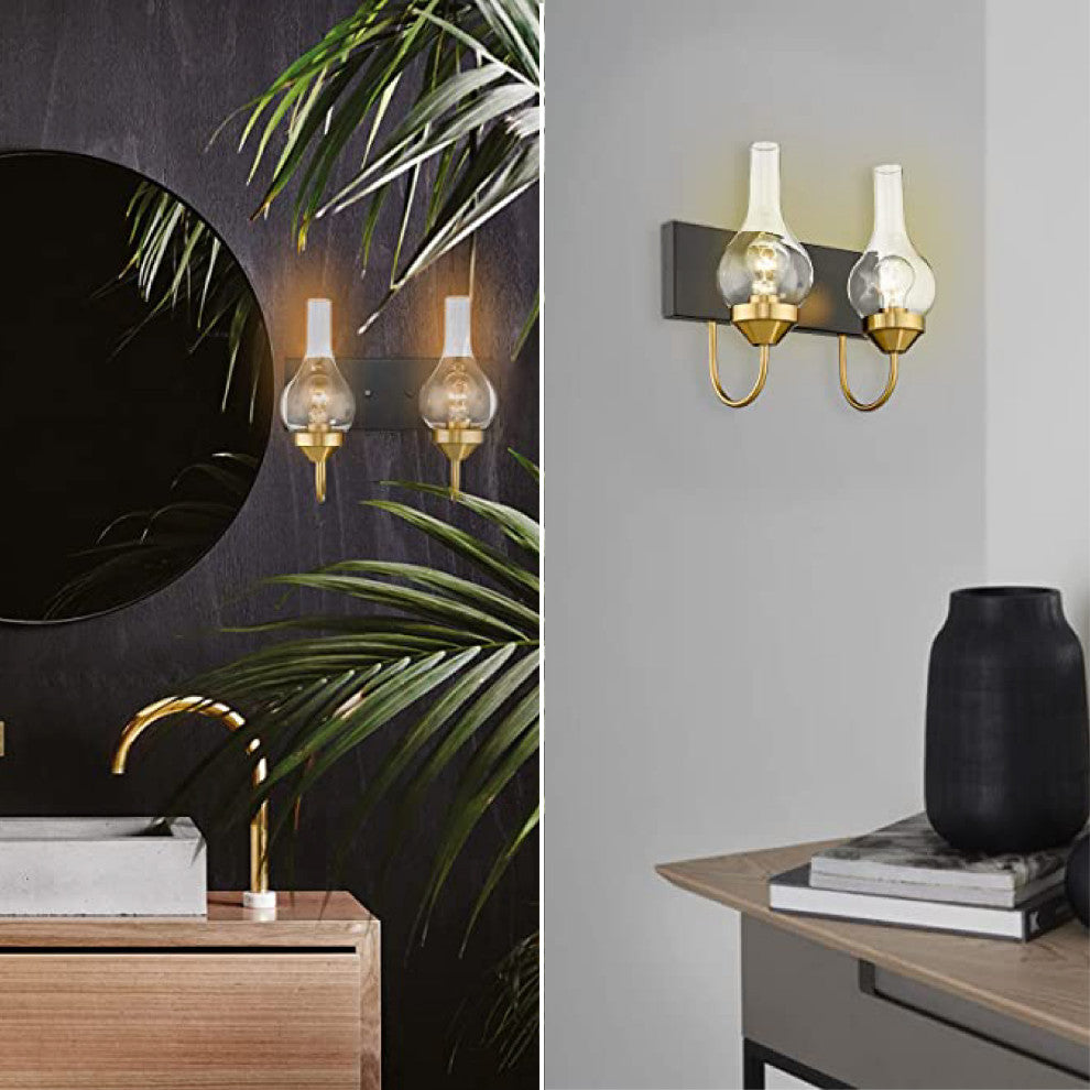 2-Lights farmhouse bathroom vanity Metal bathroom lights over mirror black
