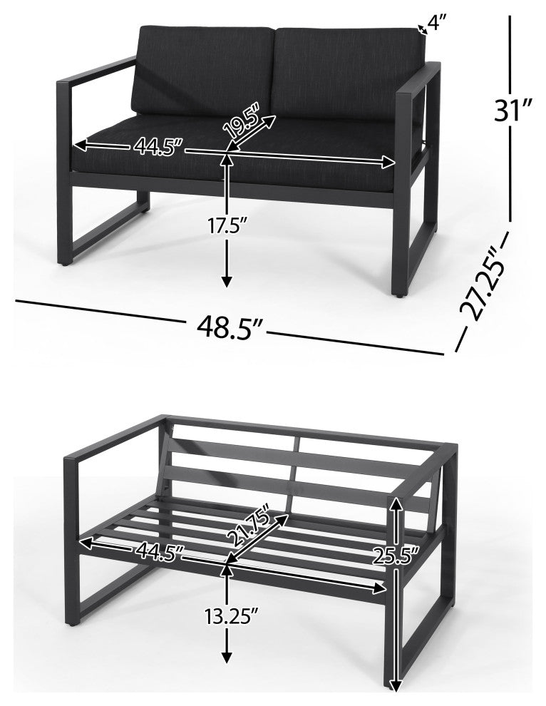 4-Piece Nealie Dark Gray Chat Set