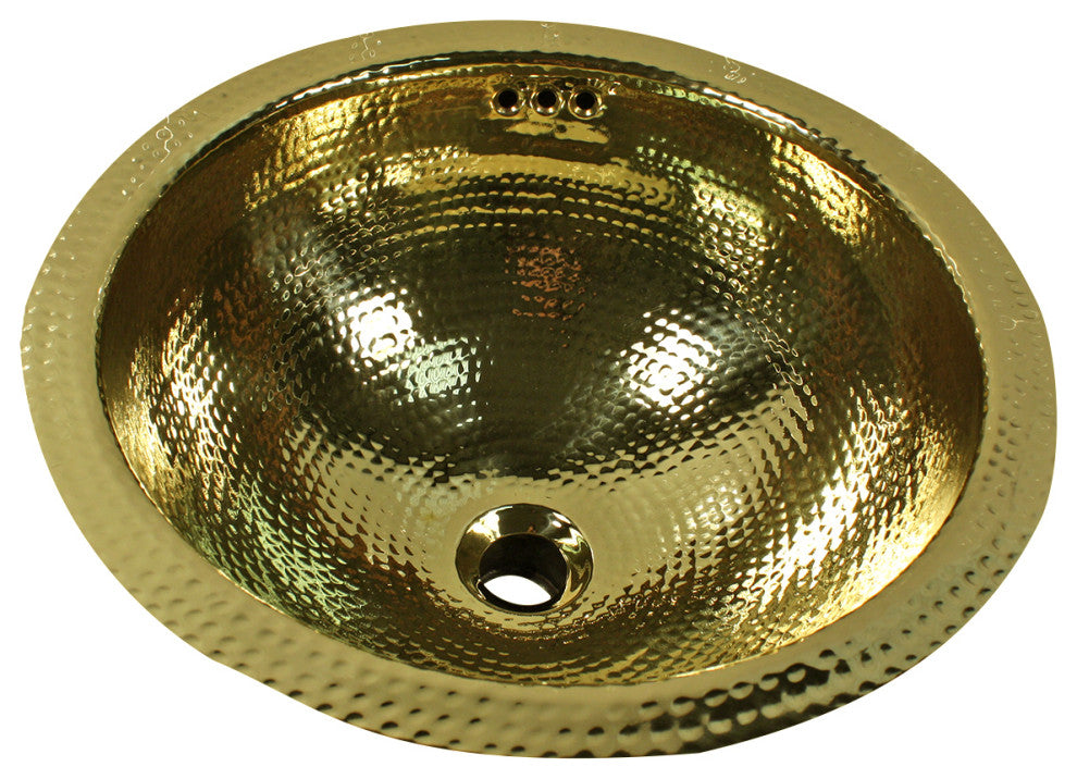 Nantucket Sinks Round Hand Hammered Brass Lavatory Sink