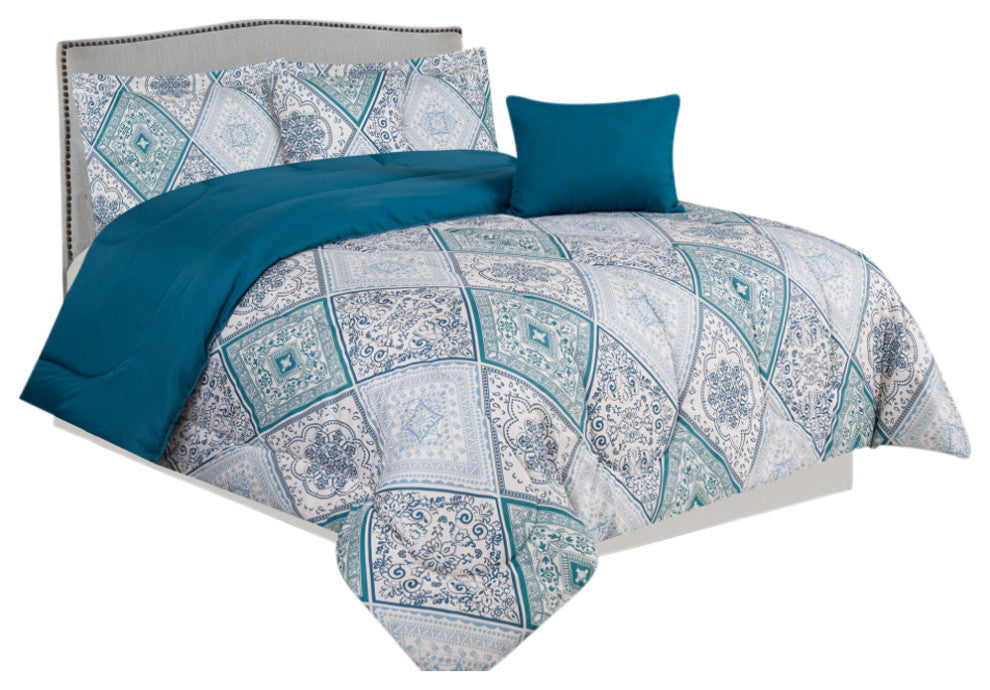 Bibb Home 5pc Comforter Set, Melina, Queen