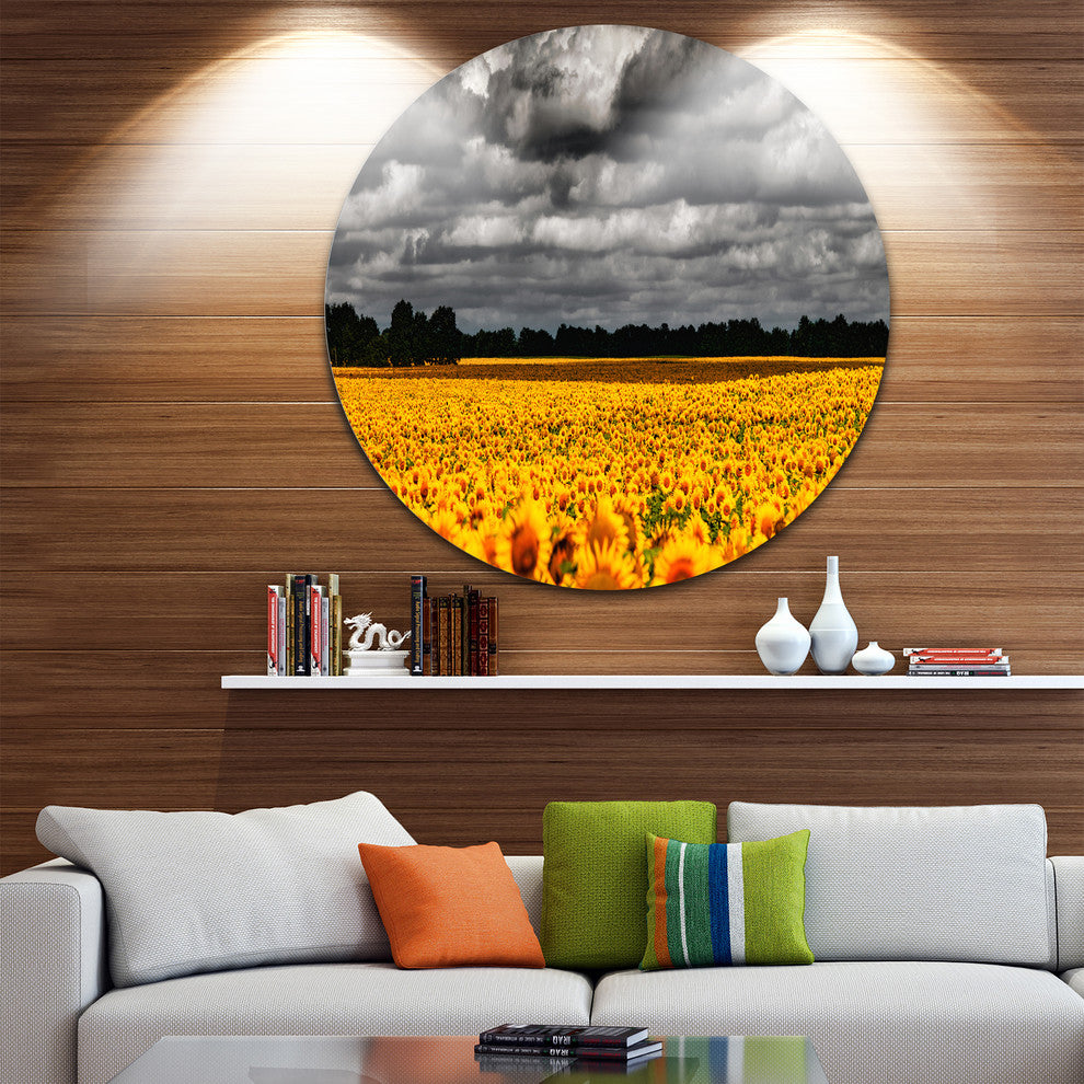 Van Gogh Summer With Clouds, Landscape Round Wall Art, 11"