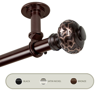 Kubrik Ceiling 1" Curtain Rod/Room Divider, Bronze, 28-48"