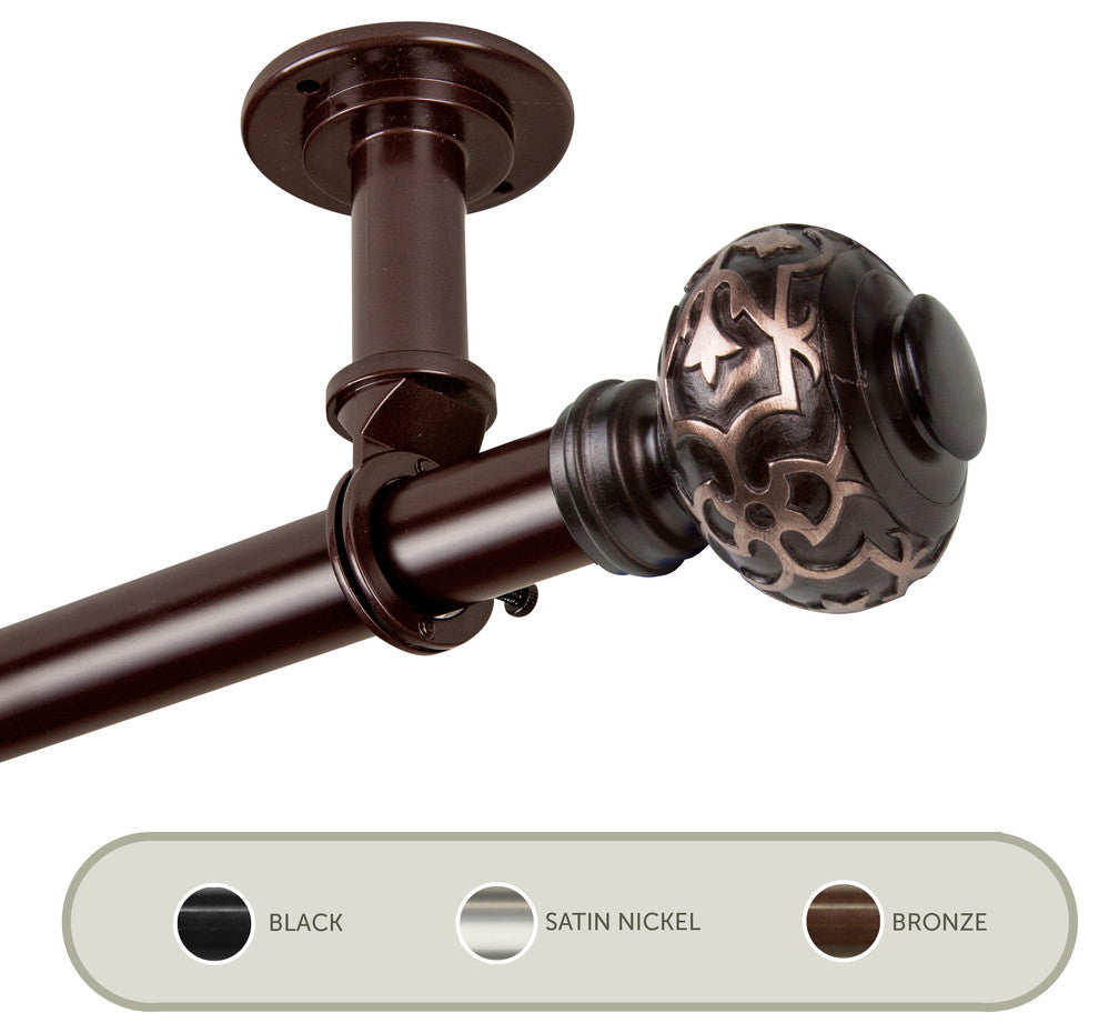 Kubrik Ceiling 1" Curtain Rod/Room Divider, Bronze, 28-48"