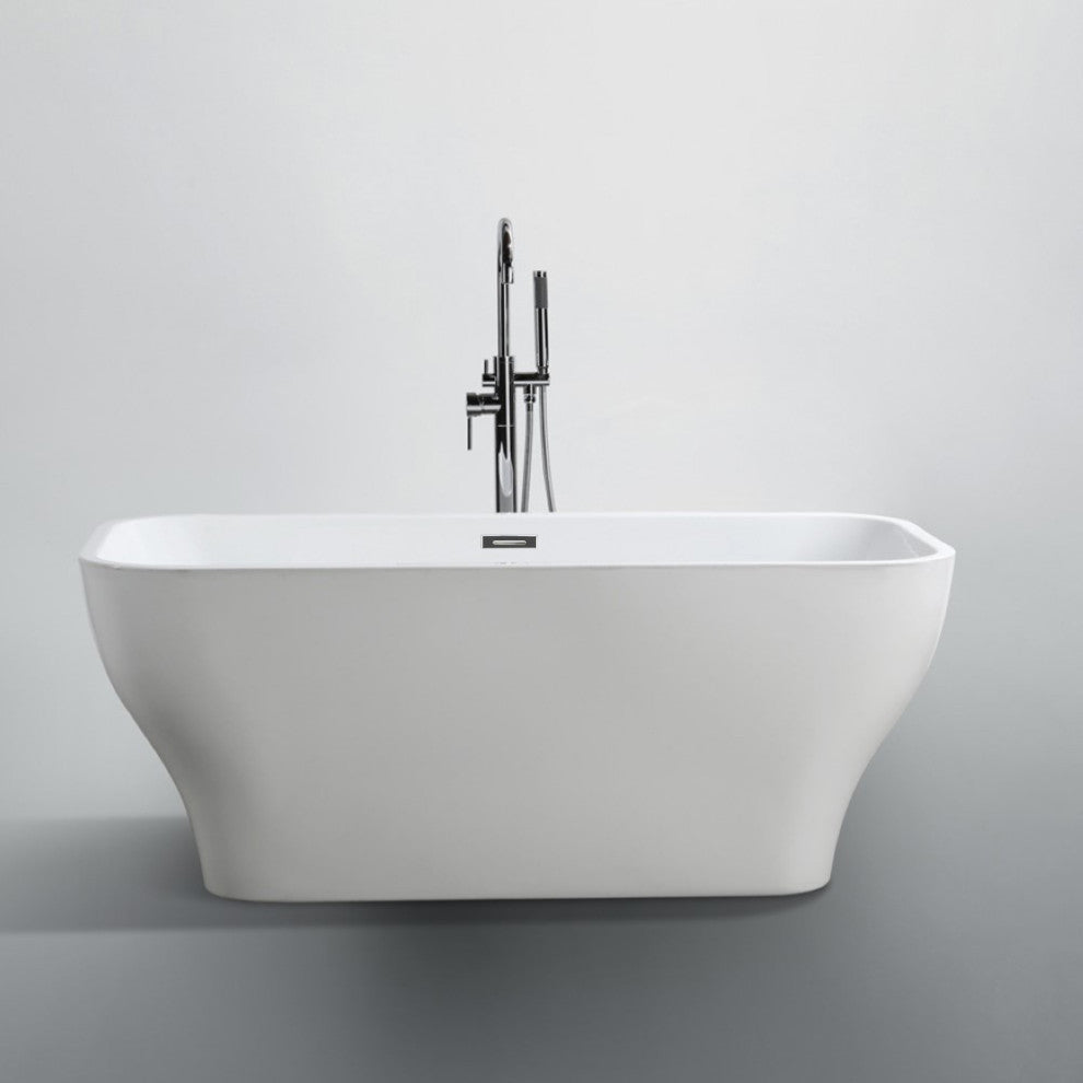 Novara 59" Freestanding Bathtub, Glossy White