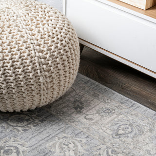 Modern Persian Moroccan Light Gray 6' Round Area Rug