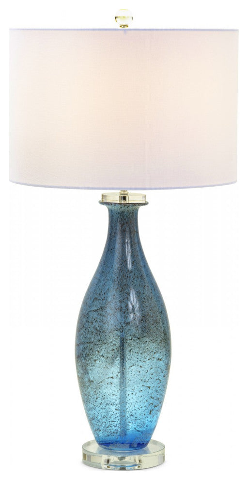 Set of 2 Shades of Blue Bubble Glass Table Lamps
