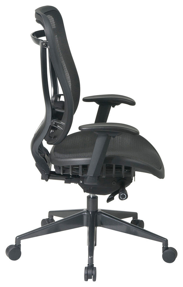 Executive High Back Chair With Breathable Mesh Seat and Back, Gunmetal Finish