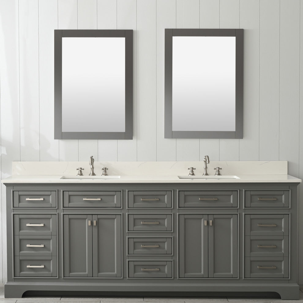 Milano 84" Gray Double Rectangular Sink Vanity
