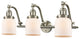 Small Bell 3-Light Bath Fixture, Cased Glass, Satin Brush Nickel, Incandescent