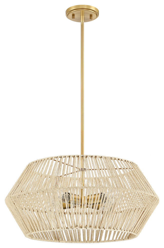 22" W 4-Light Bohemian Hand Woven Geometric Chandelier