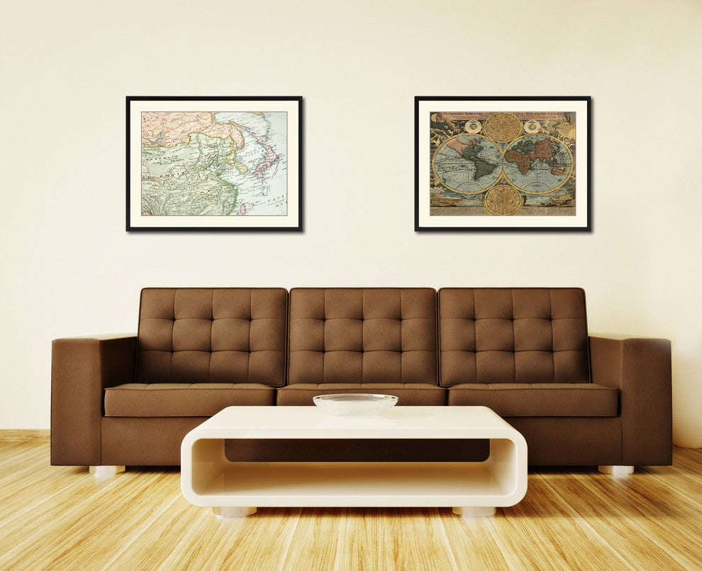 Europe Asia Vintage Antique Map Wall Art, 28"x37"