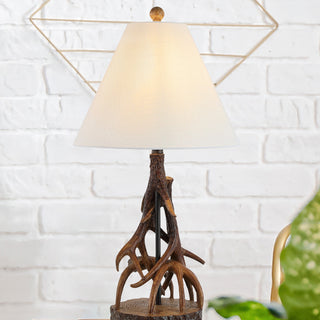 Cabell 26" Farmhouse Rustic Iron LED Table Lamp, Brown/White