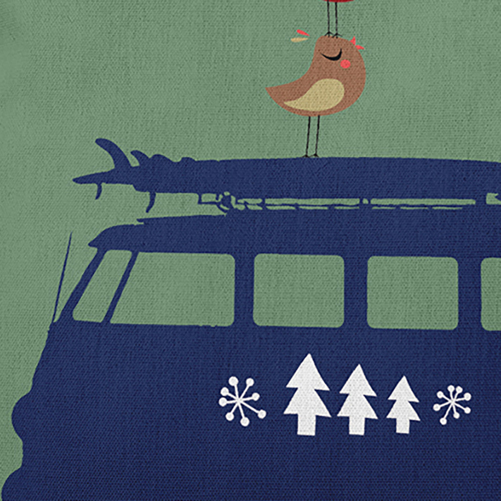 Christmas Surf Bird Accent Pillow, Succulent Green, 20"x20"