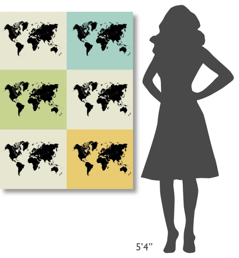 "World Map Grid" Poster Fine Art Print