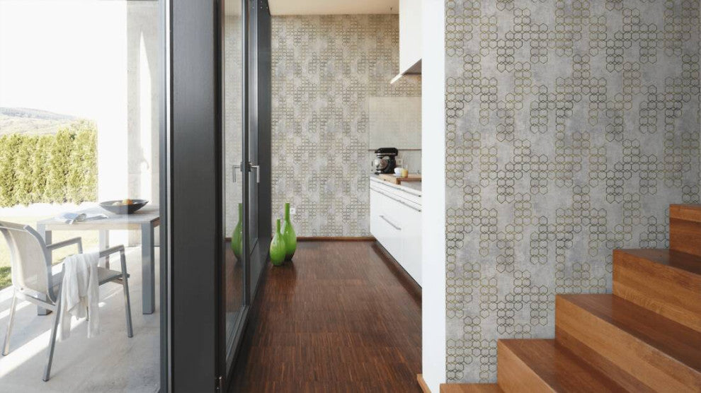 Geometric Textured Wallpaper Featuring Honeycomb Pattern, 374244