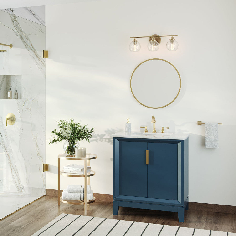 The Ezra Bathroom Vanity, Monarch Blue, 30", Single Sink, Freestanding