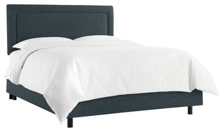 Ana Queen Upholsterd Border Bed, Zuma Navy