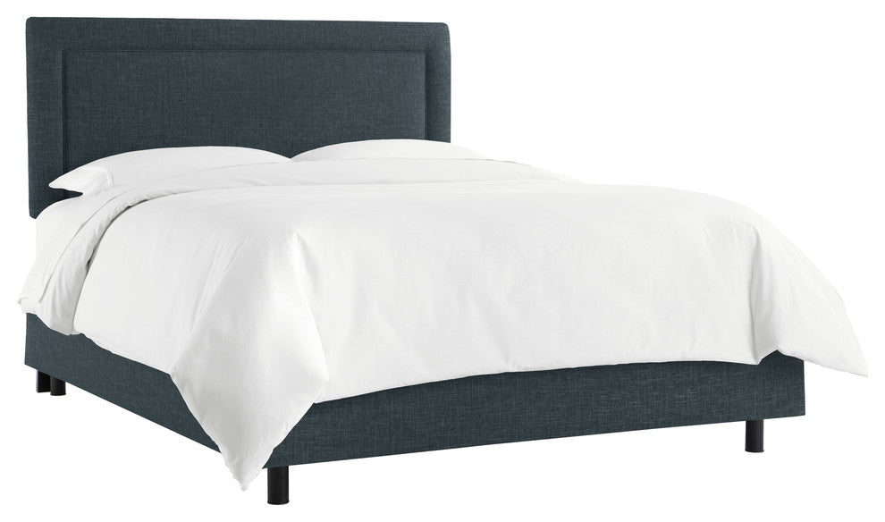 Ana Queen Upholsterd Border Bed, Zuma Navy