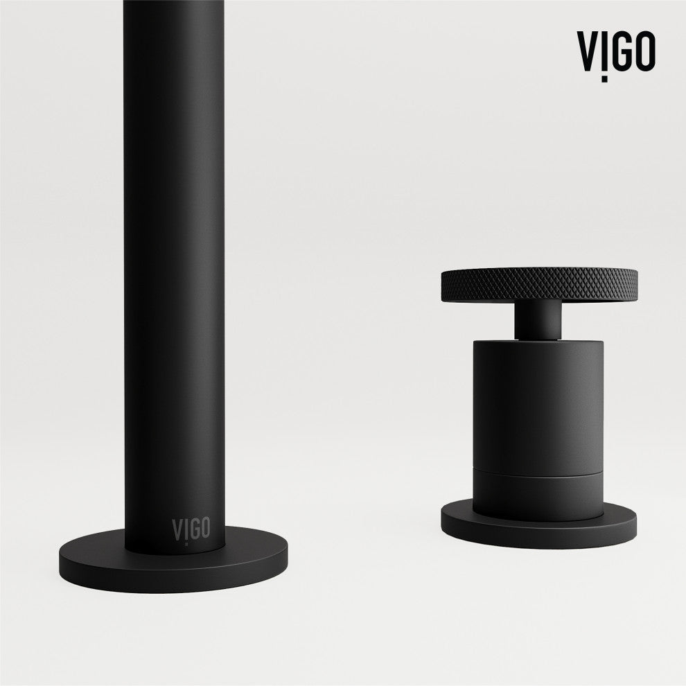 VIGO Cass 8" H 2-Handle Widespread Bathroom Faucet, Matte Black
