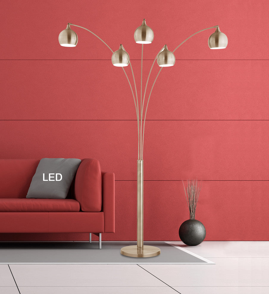 Artiva AMORE LED Arch Floor Lamp With Dimmer, Antique Satin Brass
